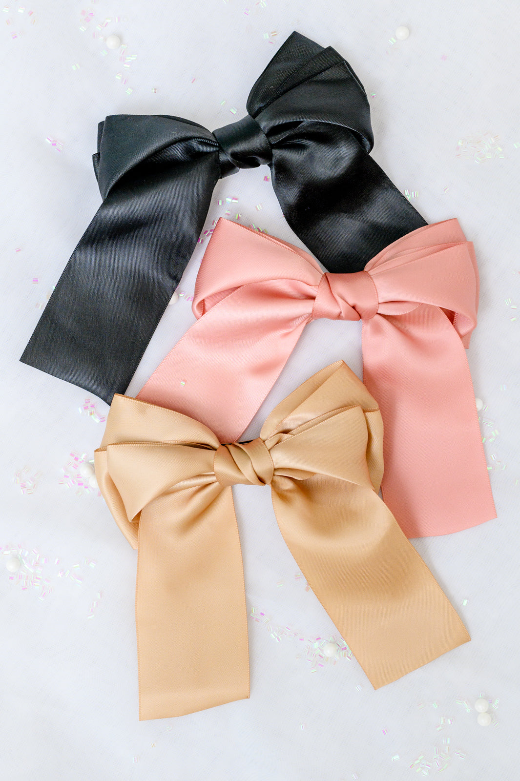 Love Story Satin Bow in Tan