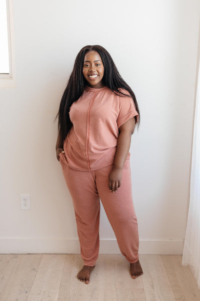 Luxurious Loungewear Joggers In Terracotta