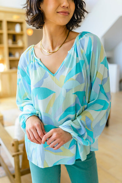 Modern Art V-Neck Blouse