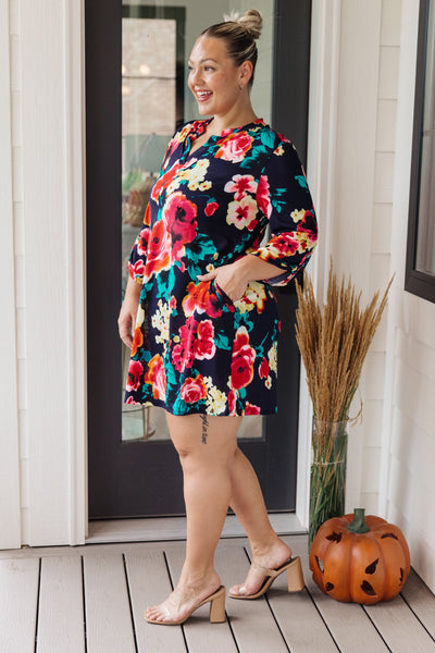 Moonlit Garden Floral Midi Dress