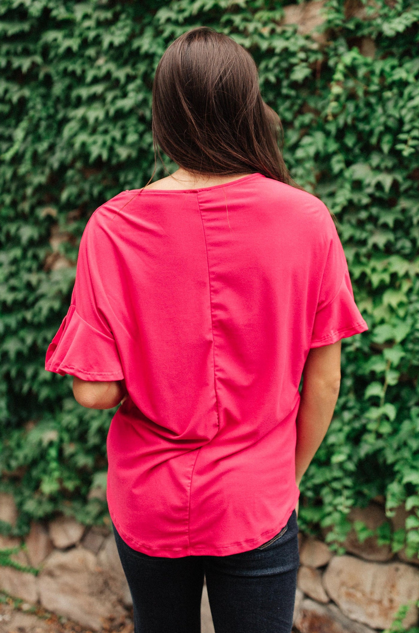 Nice Surprise Surplice Knit Top In Hot Pink