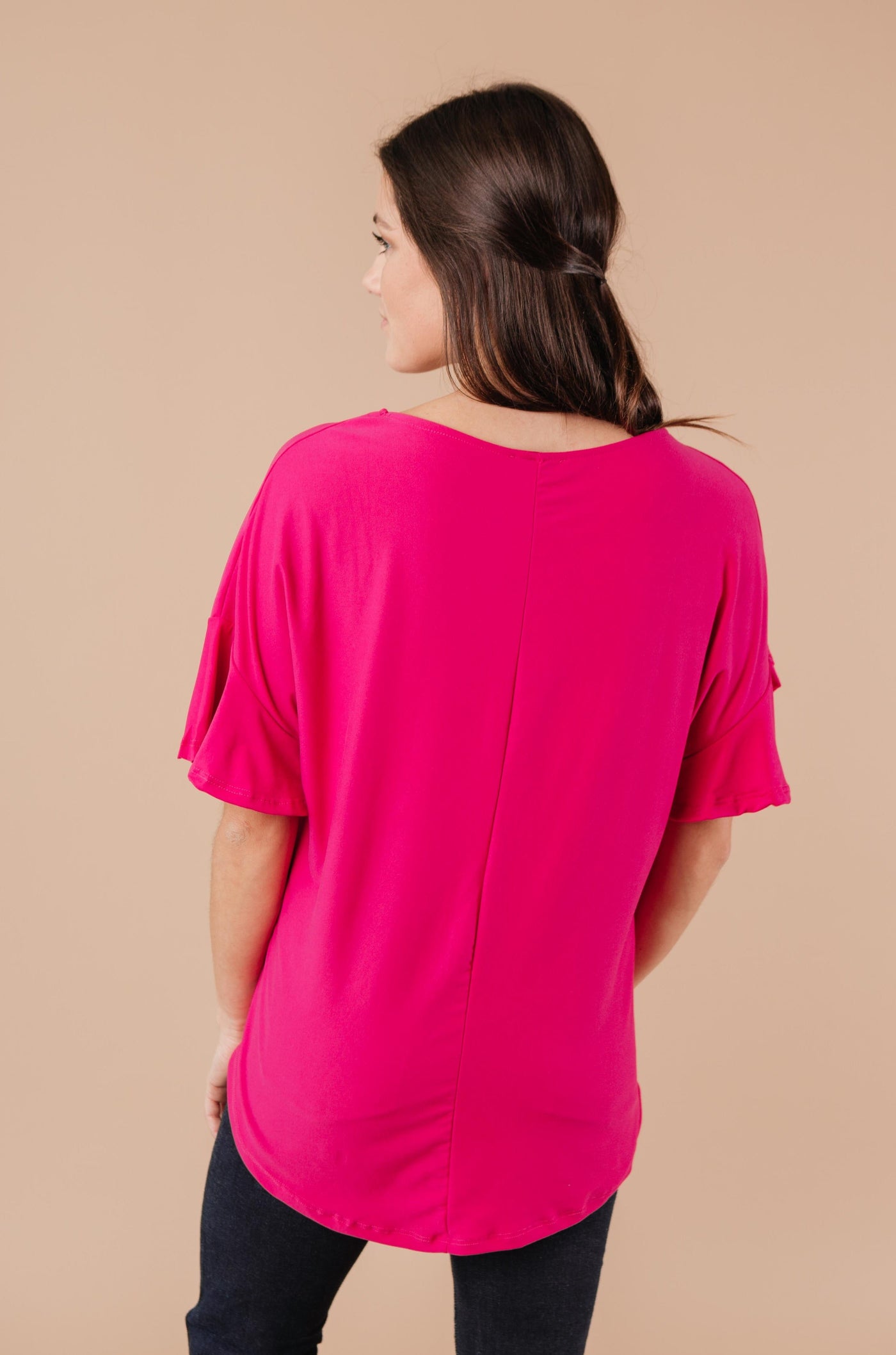 Nice Surprise Surplice Knit Top In Hot Pink