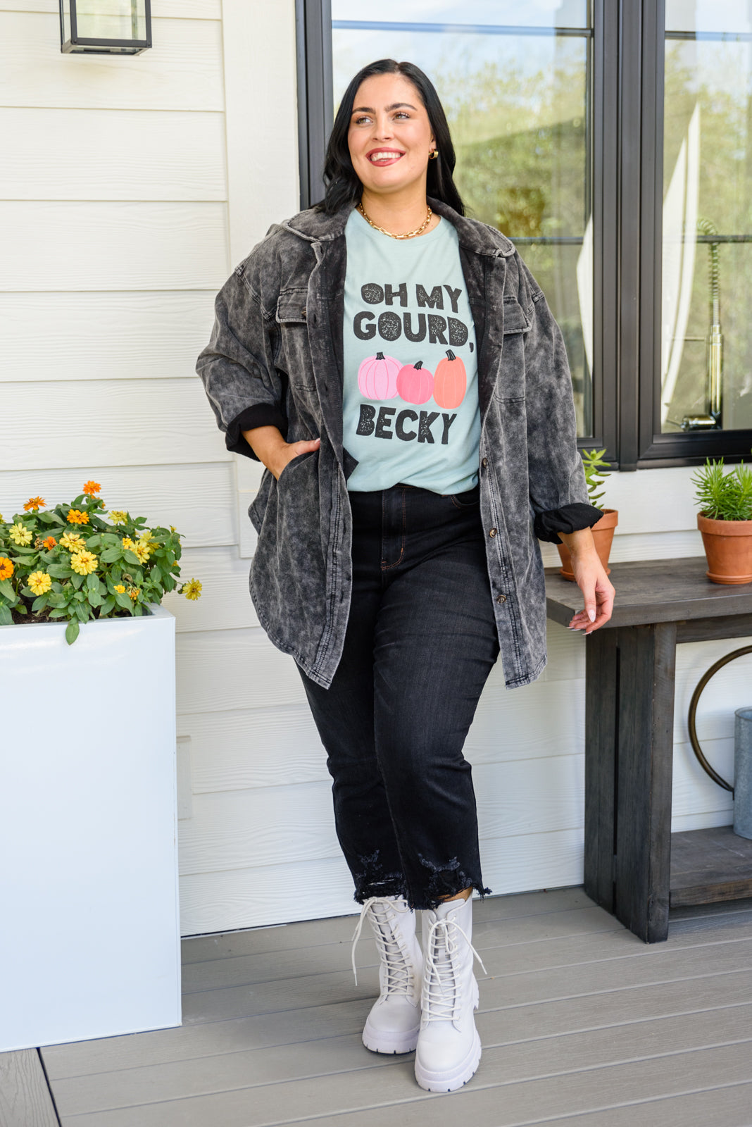 Oh My Gourd Becky! Graphic Tee In Aqua