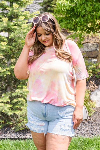 Orange Sherbet Tie Dye Top