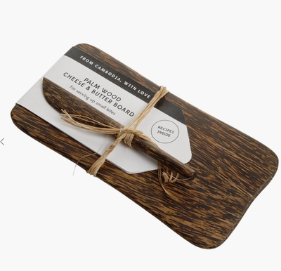 Palm Wood Cheese Board And Knife Set