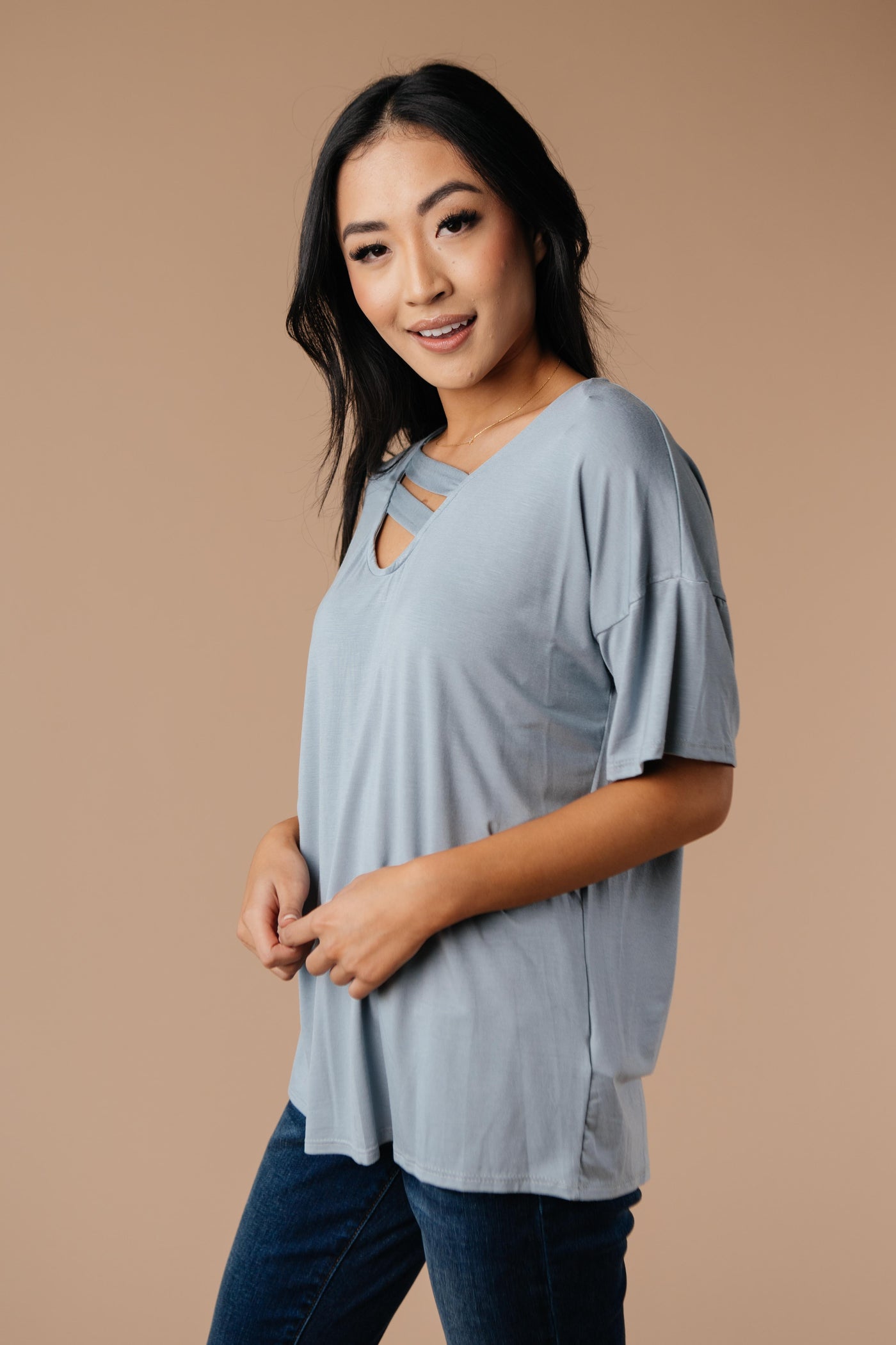 Parallel Universe Top In Dusty Blue