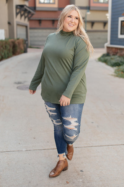 Plain Jane Turtle Neck Top in Cargo