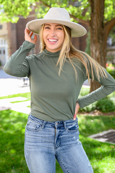 Plain Jane Turtle Neck Top in Cargo