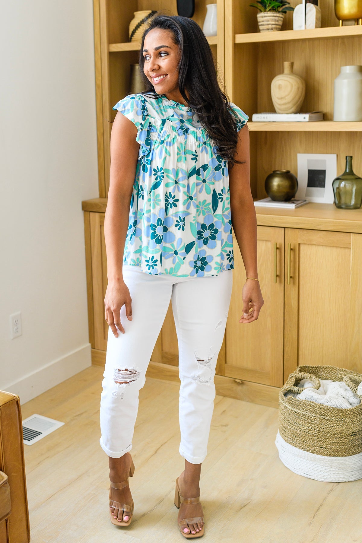 Possibly Maybe Floral Mock Neck Blouse