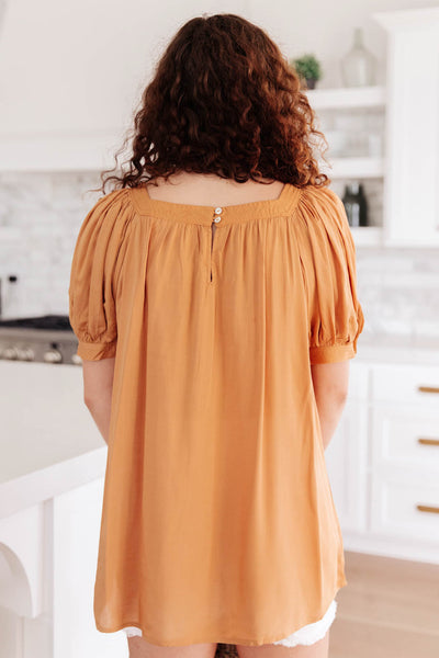 Saffron Square Neck Gathered Blouse