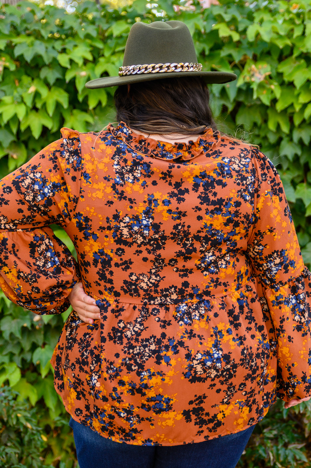 Sense Of Belonging Floral Blouse In Rust