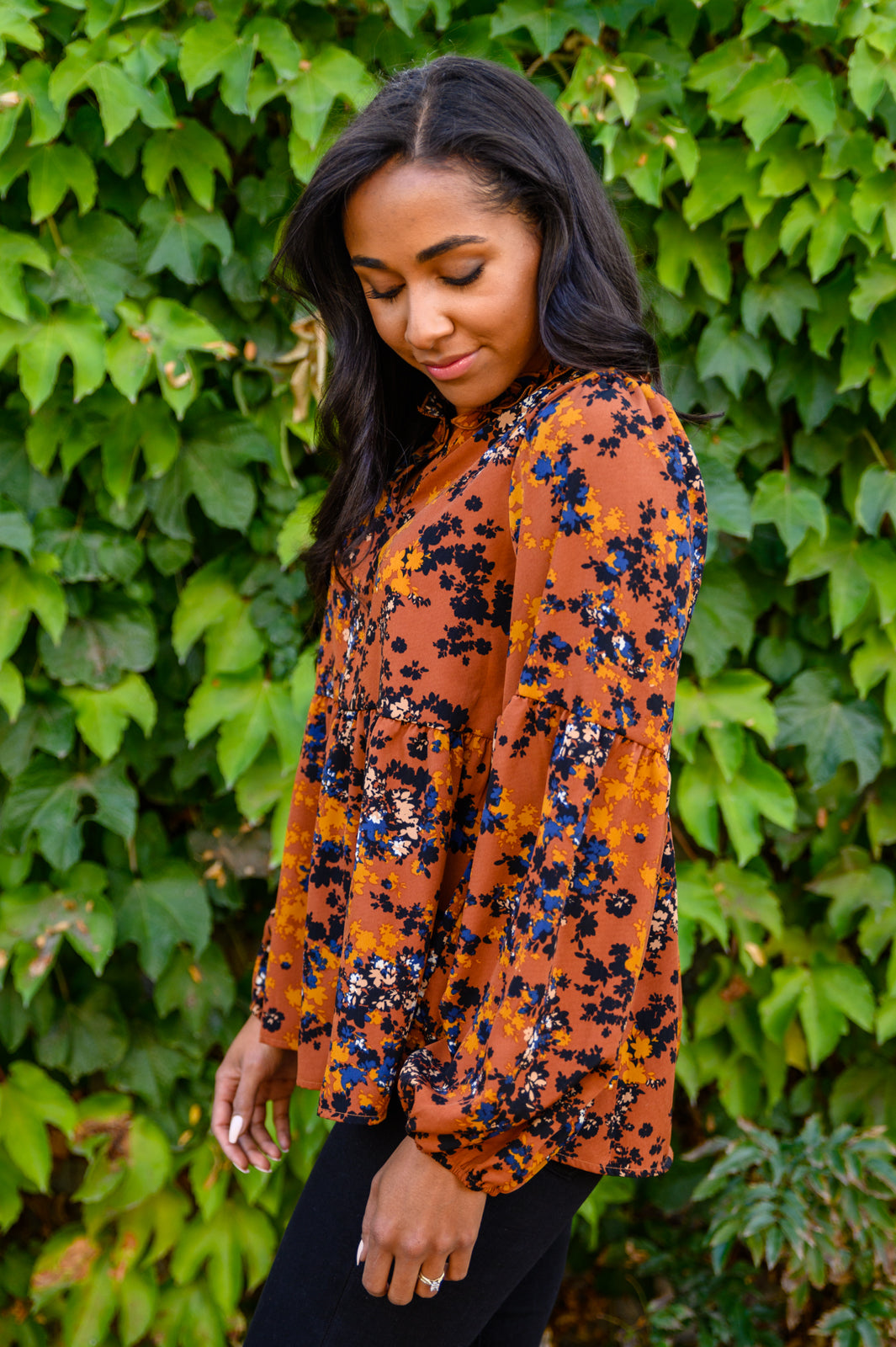 Sense Of Belonging Floral Blouse In Rust