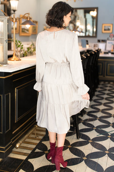 Simply Satin Dove Colored Dress