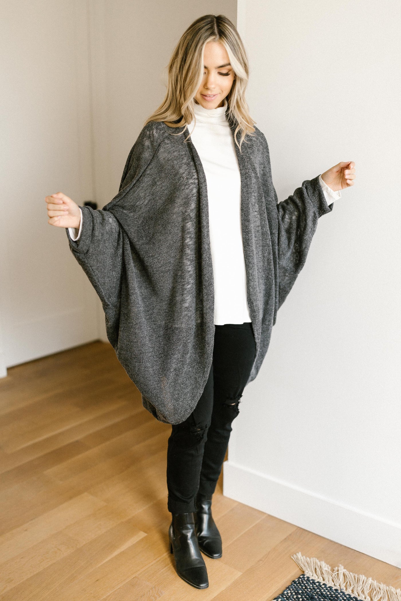 Slouchy Vibe Cardigan in Charcoal