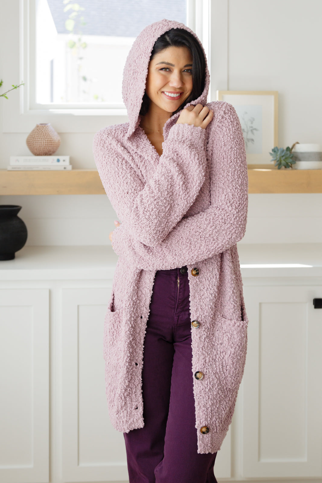 Soft Wisteria Hooded Cardigan