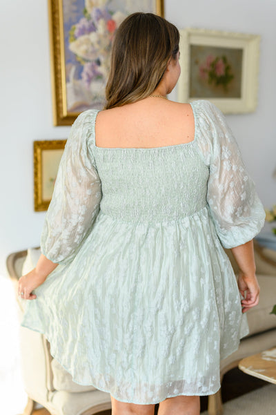 Spotting Fairies Puff Sleeve Dress in Sage