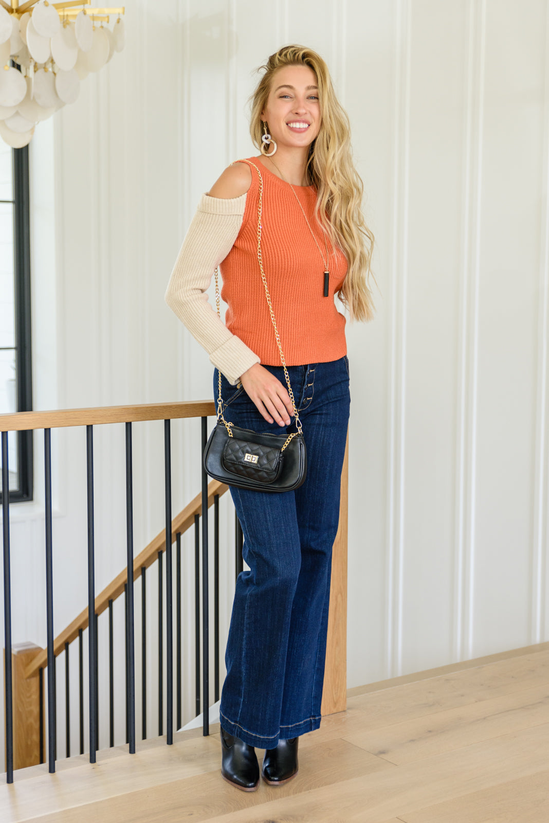 The Ellie Drop Shoulder Top in Pumpkin