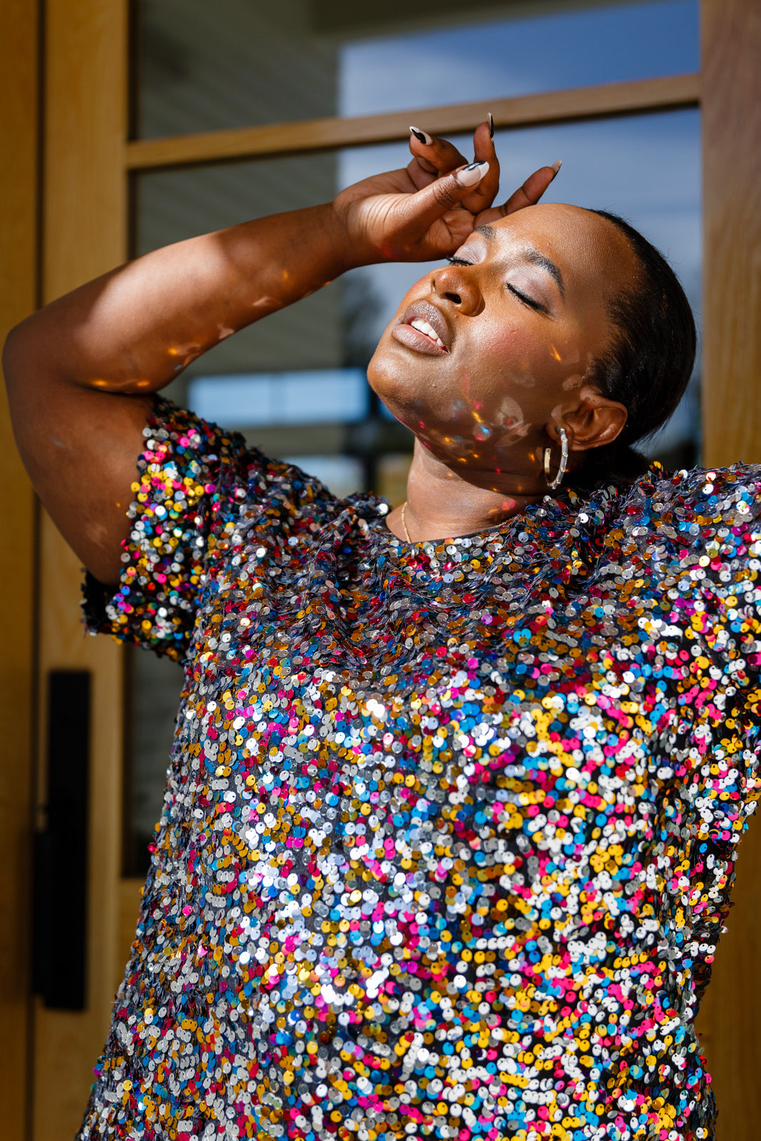 Times Square Sequin Short Sleeve Top