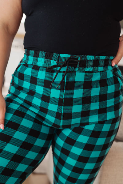 Your New Favorite Joggers in Teal Check