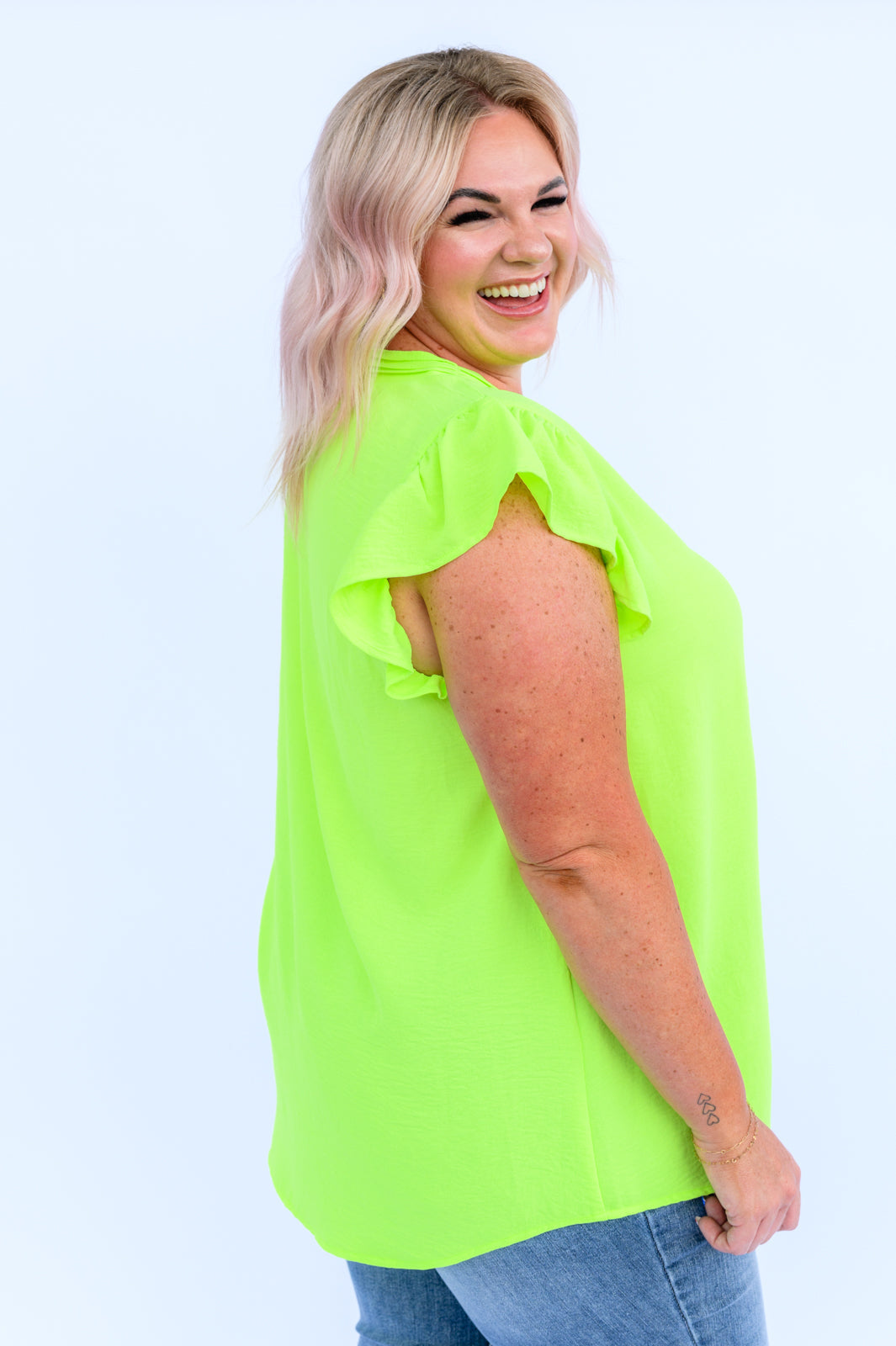 Under Neon Lights Ruffle Sleeve Top