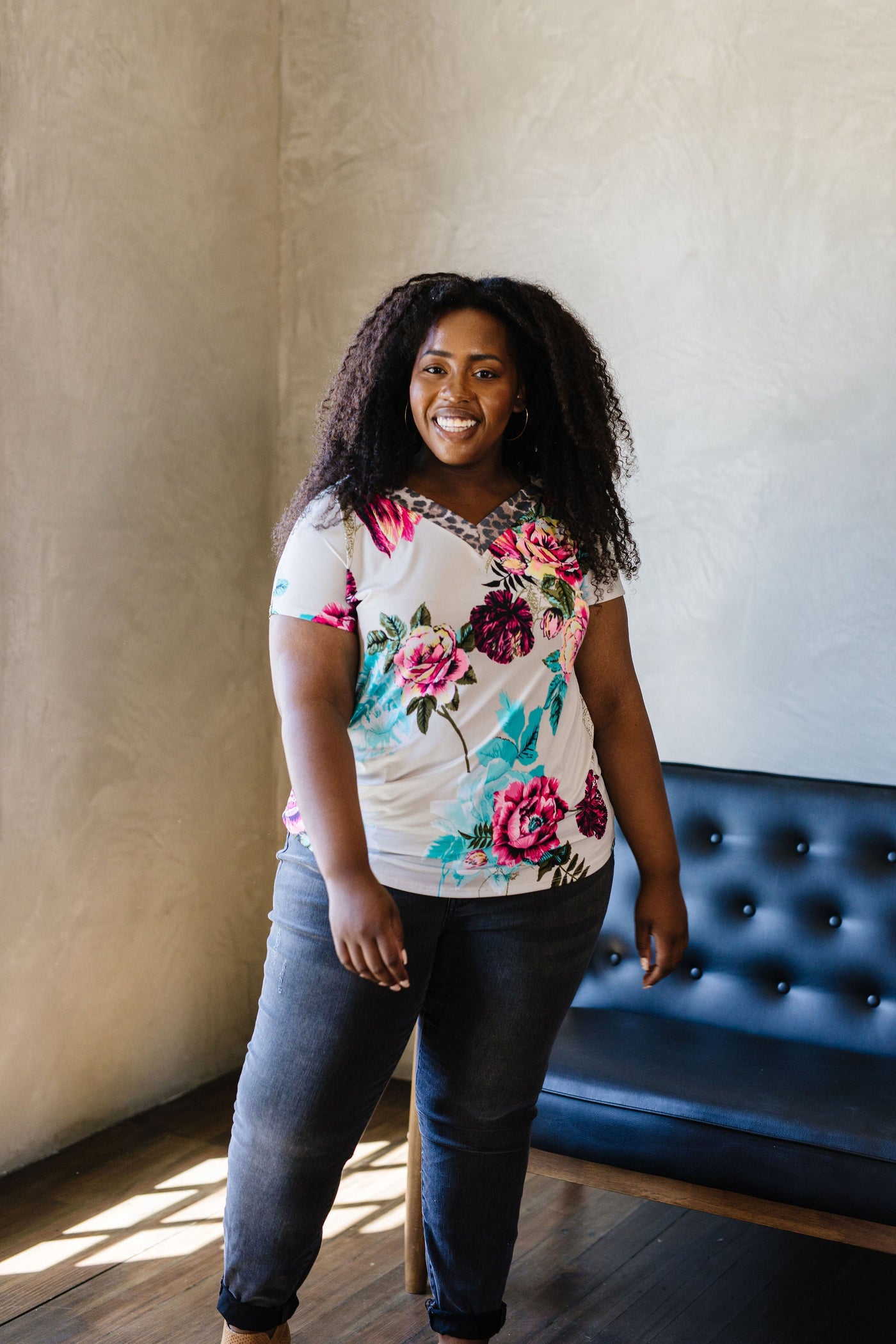 Unexpected Flowers V-Neck Top