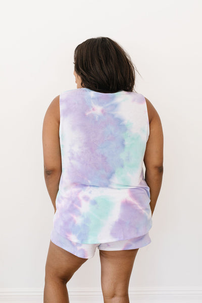 Watercolor Tie Dye Shorts In Lilac
