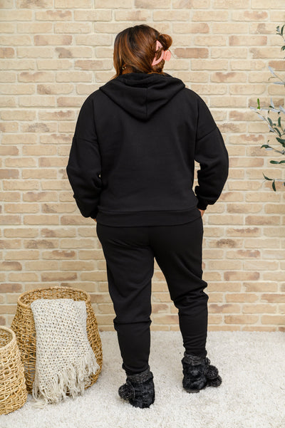 Zip Up Hoodie Jacket & Joggers Set In Black