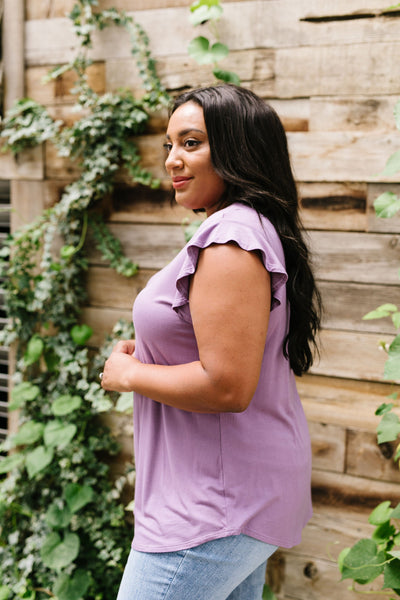 All A Flutter Lavender Top