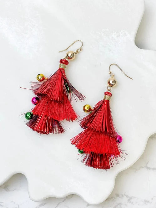 PREORDER: Christmas Tinsel Dangle Earrings in Two Colors