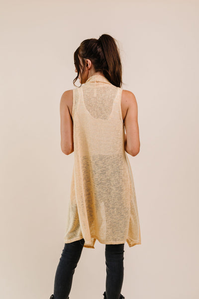 Gauzy Bohemian Cardi Vest In Gold