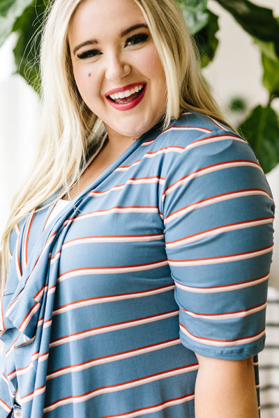 Sporty Striped Cardi In Blue